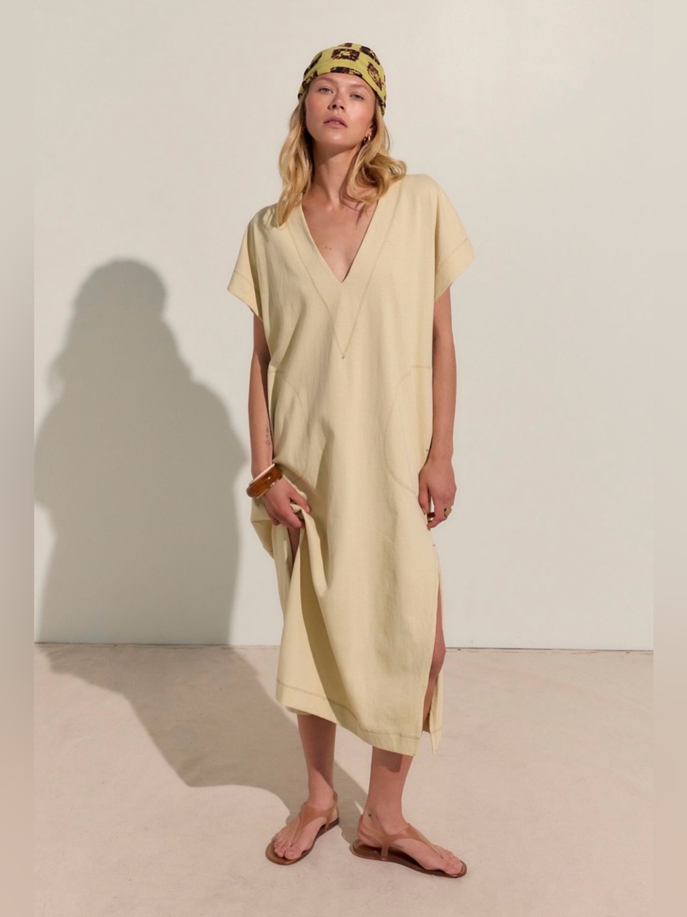 NWT Free-est by Free People Strauss Dress in Khaki Combo - Size Small MSRP $78